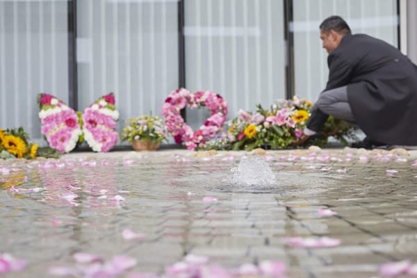 Colourful funeral flowers